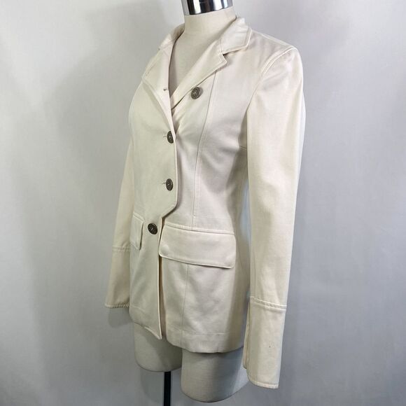 Burberry Cream High Neck Side Button Jacket - Picture 12 of 16